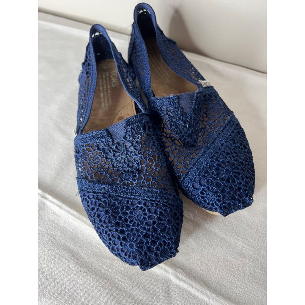 TOMS Women's Alpargata Moroccan NAVY Crochet Slip-On Shoes Size 6
